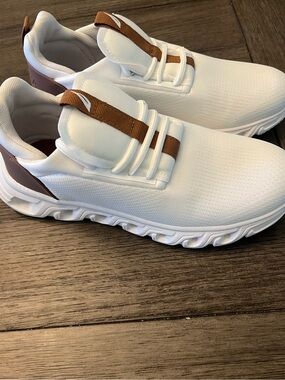 Women’s White Athletic Sneakers with Brown Accents 8.5 NEW without box